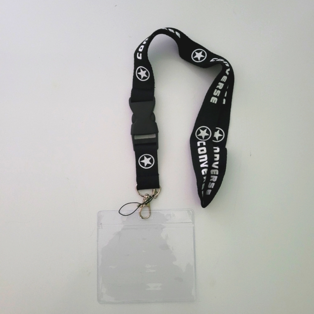 Car Keys Holder Love Converse Black One Size Lanyard & Vaccine Card Cover